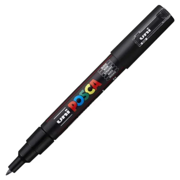 Marker UNI PC-1M Posca 0.7 mm,varf rotund,negru
