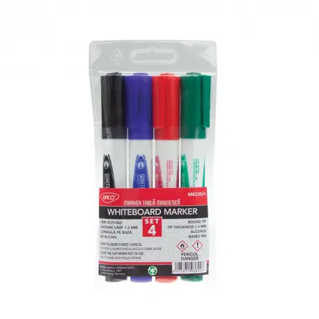 Marker whiteboard 3mm, 4culori/set, Daco