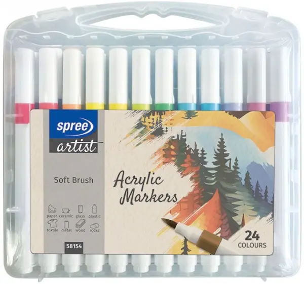 Markere acrilice Spree Artist - Soft Brush, 24 culori