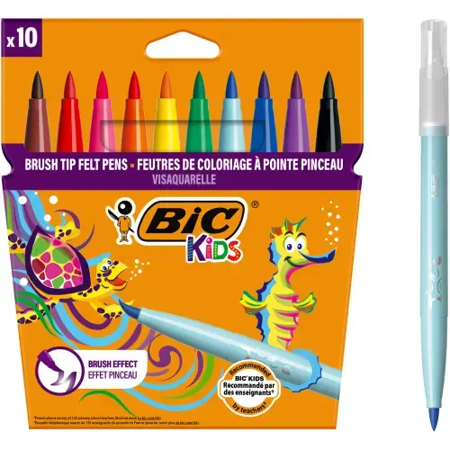Markere colorate lavabile BIC Visaquarelle, 10 bucati