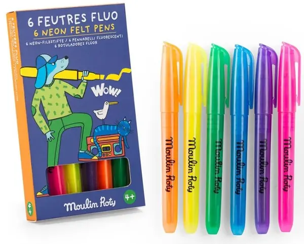 Markere fluorescente Moulin Roty - 6 culori
