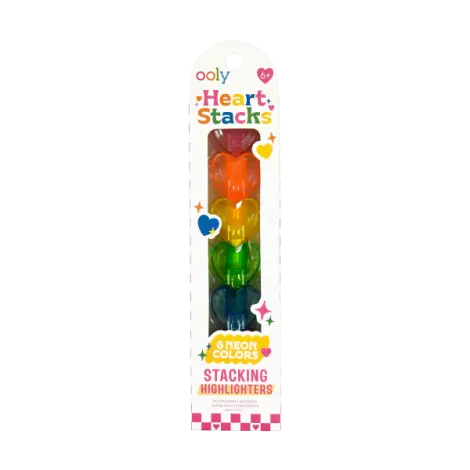 Markere intercalabile Inimioare - set 6 culori neon - Heart