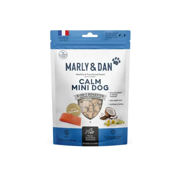 MARLY&DAN Calme Mini Dog, XS-S, Somon, punguță recompense funcționale fără cereale câini, sistem nervos & calmante, 50g