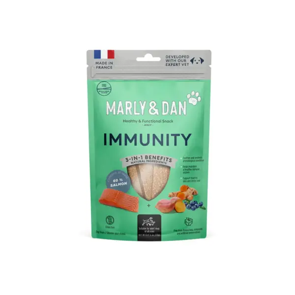 MARLY&DAN Immunity, XS-XL, Somon, punguță recompense funcționale fără cereale câini, sistem imunitar, 80g