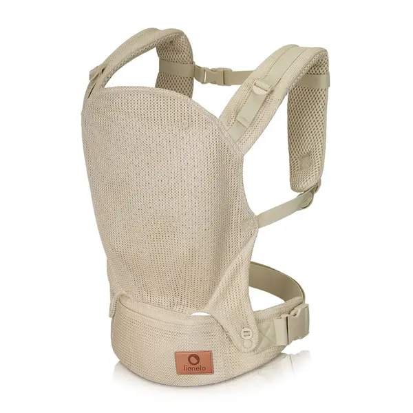Marsupiu ergonomic, Lionelo, Margareet Air, 3 pozitii de purtare, Certificat de Institutul International pentru Displazie de Sold, 4 luni+, Pana la 20 Kg, Material respirabil 3D Air Mesh, Catarama dubla de siguranta, Bej