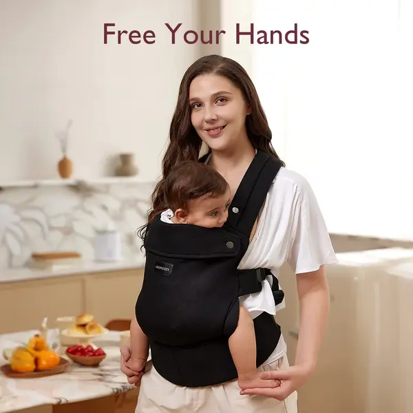 Marsupiu ergonomic si usor PureHug Cozy negru Momcozy