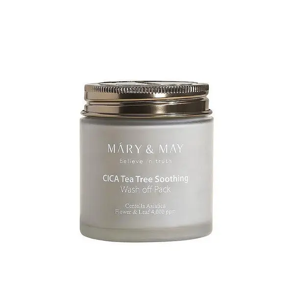 Mary and May CICA Tea Tree Soothing Wash off Pack Mască facială liniștitoare cu argilă cu centella asiatică Volum 125 g