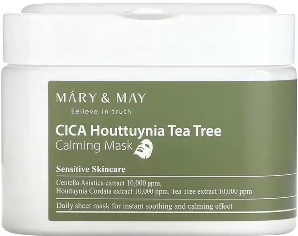 Mary&May Cica Măști de tip folie calmante cu hutinia și arbore de ceai, 30 buc