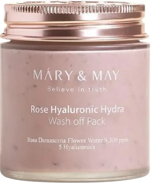 Mary&May Mască de față cu argilă cu trandafiri și acid hialuronic, clătită, 125 g