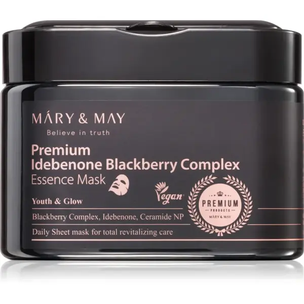 Mary&May Premium Idebenone Blackberry Complex Essence Mask mască textilă hidratantă cu efect de întărire pachet mare 20 buc