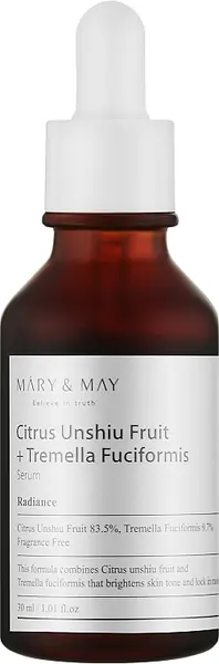 Mary&May Ser facial Citrus Unshiu+Tremella Fuciformis, 30 ml