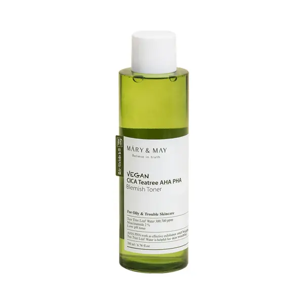 Mary & May - Toner facial vegan, Cica Tea Tree, AHA PHA Blemish, 200ml