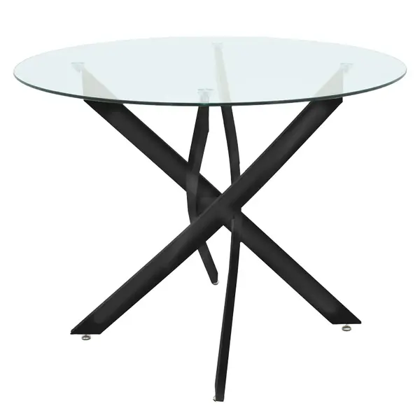 Masa Antoro cu blat din sticla, Natural, D100x75 cm