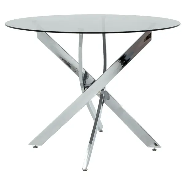 Masa Antoro cu blat din sticla, Natural, D100x75 cm