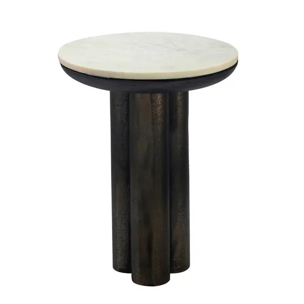 Masă Auxiliară din metal, piatră, 36/36/48 cm