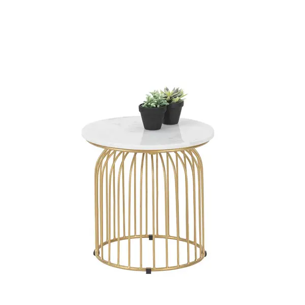 Masă Auxiliară din metal, piatră, 40/40/40 cm
