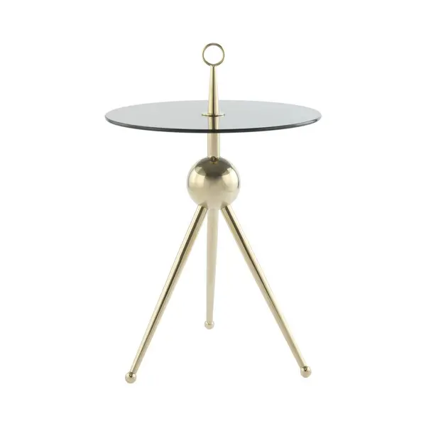 Masă Auxiliară din metal, sticlă, 46/46/52 cm