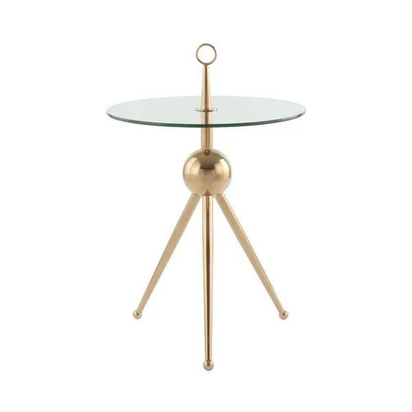 Masă Auxiliară din metal, sticlă, 46/46/52 cm