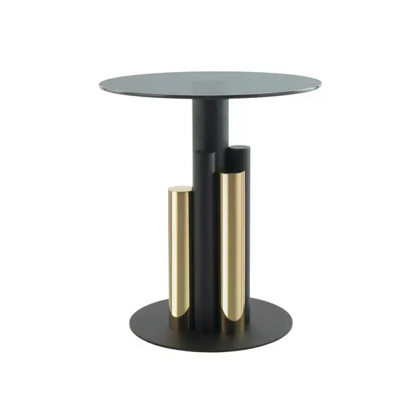 Masă Auxiliară din metal, sticlă, 46/46/52 cm