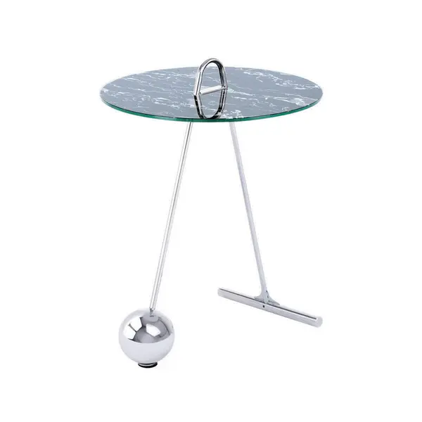 Masă Auxiliară din metal, sticlă, 46/46/60 cm