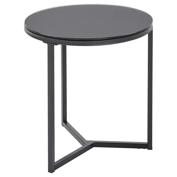 Masă Auxiliară din metal, sticlă, 55/55/54 cm
