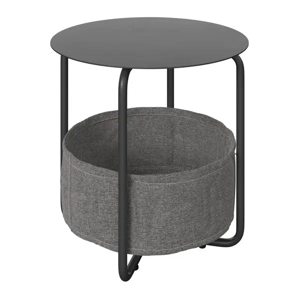 Masă Auxiliară din metal, textil, 50/50/51 cm