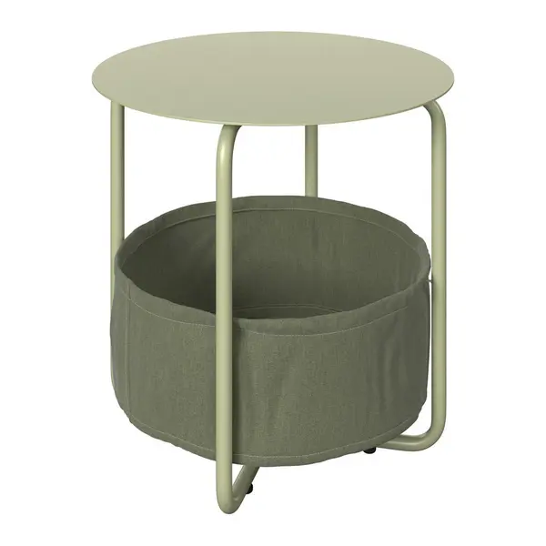 Masă Auxiliară din metal, textil, 50/50/51 cm