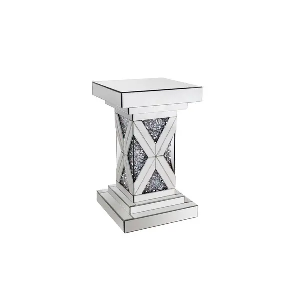 Masă Auxiliară din sticlă, material pe bază de lemn, 30,8/51/30,8 cm