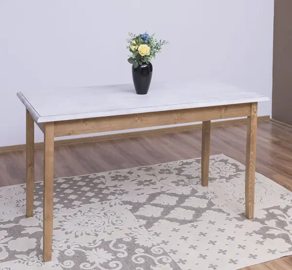 Masa cu blat stejar, dim. 140x70x78 - Culoare Top_P080 - Culoare Corp_P001 - DUBLU COLOR cu finisaj Deep Brushed (Top plate)