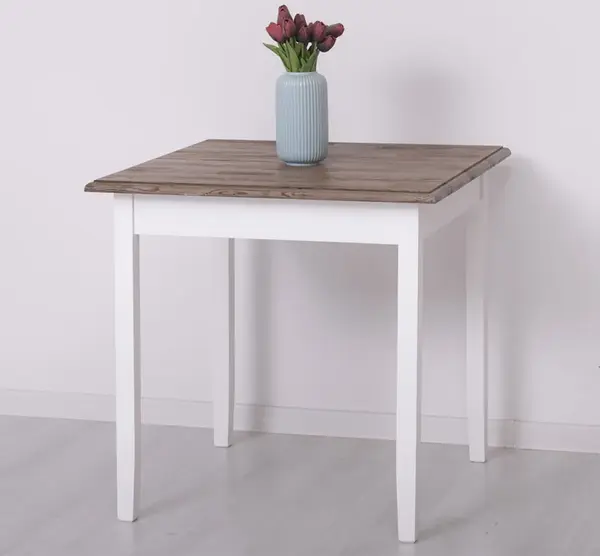 Masa cu blat stejar, dim. 80x80x78 - Culoare Top_P066 - Culoare Corp_P004 - DUBLU COLOR cu finisaj Deep Brushed (Top plate)