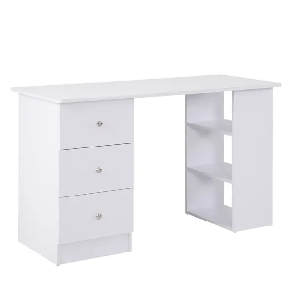 Masa de Birou HOMCOM cu Sertare si Rafturi Torpedou, Alb, 120x49x72cm | Aosom RO