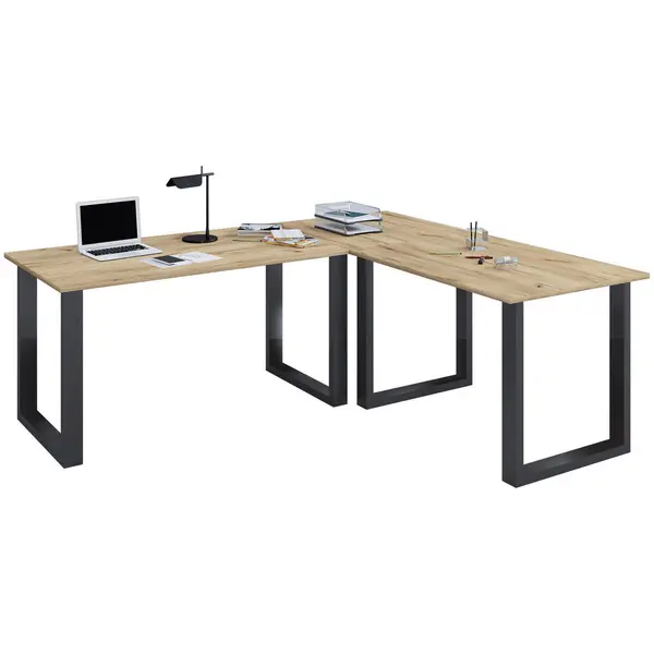 Masă De Birou Pe Colț, 190/190/76 cm, metal, material pe bază de lemn