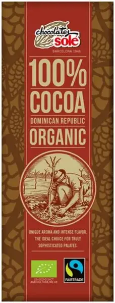 Masa de cacao organica, 100% cacao, 25 g, Chocolates Solé