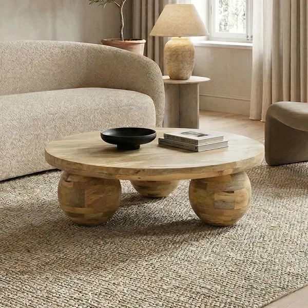 Masă de cafea cu funcție decorativă Fedena , Stil natural, Lemn masiv de mango, 90x30 cm