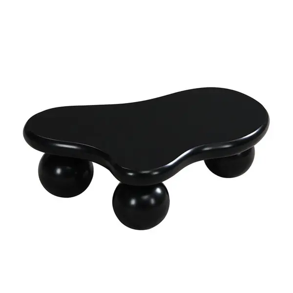 Masă de cafea în stil de nor, cu iluminare LED și design cu picioare rotunde, 95x62,5x32 cm, Negru