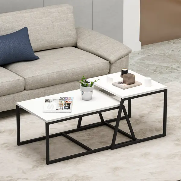 Masa de cafea Minimal Inarch, antracit - alb, 55x57 cm