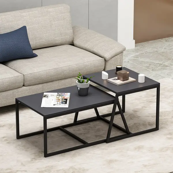Masa de cafea Minimal Inarch, antracit - alb, 55x57 cm