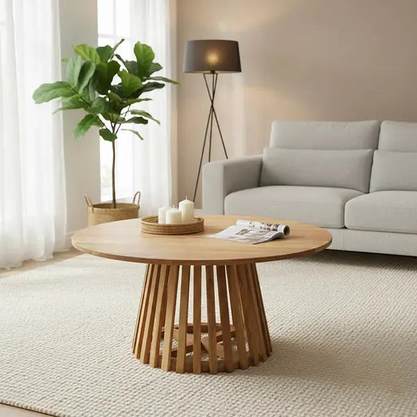 Masa de cafea Radiane Solid, design natural, lemn de acacia, 80x40 cm