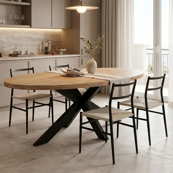 Masa de dining, Jenma, Negru, 90x180x76 cm