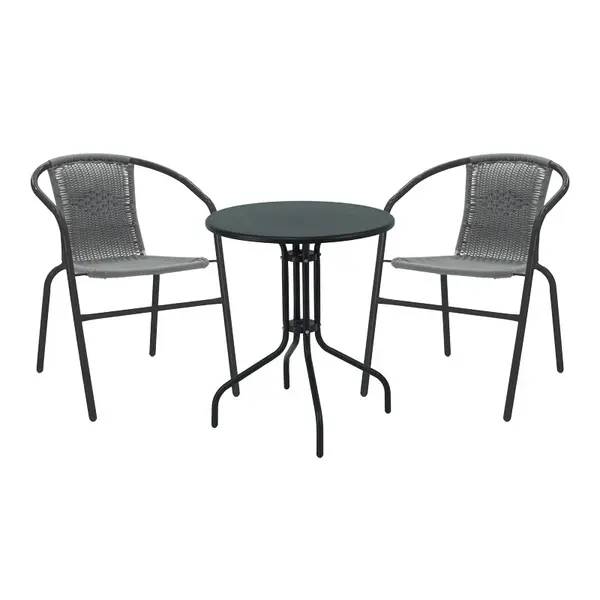 Masa de dining Vergo-Obbi din metal, negru, D60x70 cm