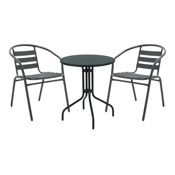 Masa de dining Vergo-Tade metalica, neagra, D60x70 cm