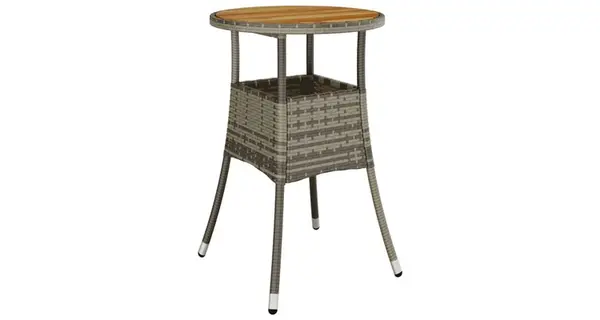 Masa de gradina, gri, Ø60x75cm, lemn de acacia/poliratan