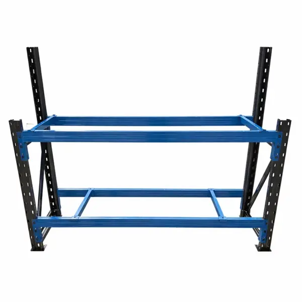 Masă de lucru industrială, cu cadru superior pentru panou, dimensiuni L2000 × D600 × H1000/1500 mm, capacitate 1000 kg/nivel-Gray & Blue
