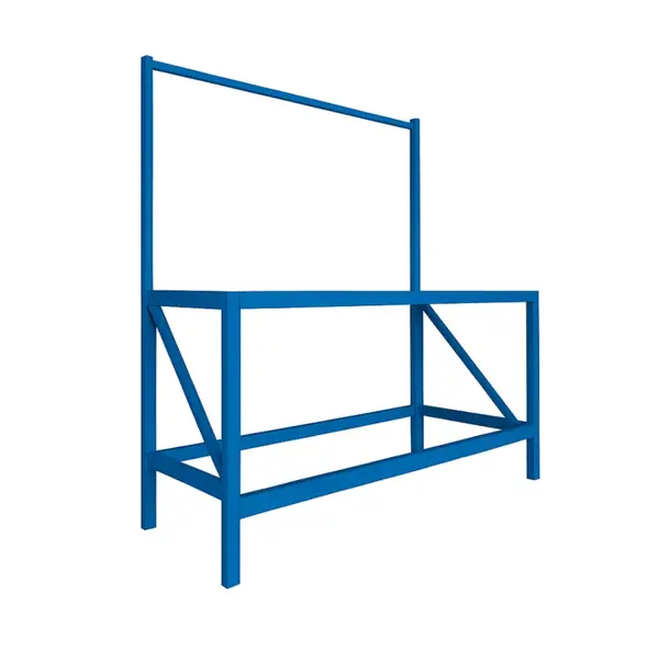 Masă de lucru industrială, cu cadru superior pentru panou, dimensiuni L1000 × D600 × H1000/1500 mm, capacitate 1000 kg/nivel-Blue