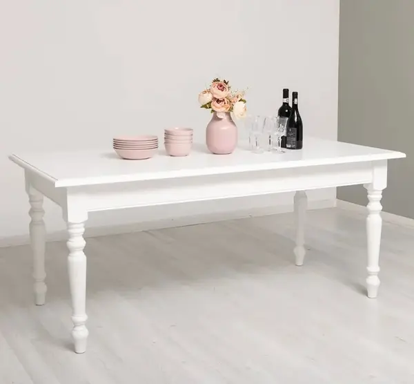 Masa de sufragerie cu picioare strunjite, 180x90, din stejar - Culoare_P004 - VOPSIT