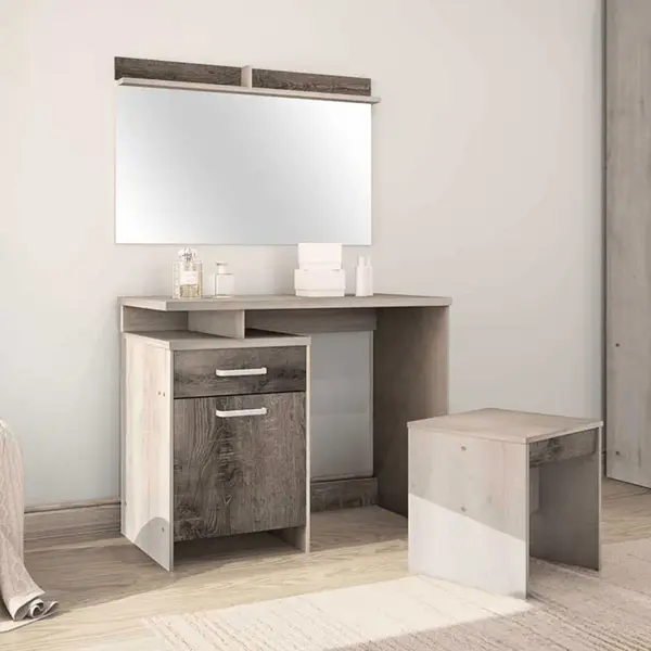 Masa de toaleta MDF Olympus 90x75x39 cm cu oglinda, 80x50 cm