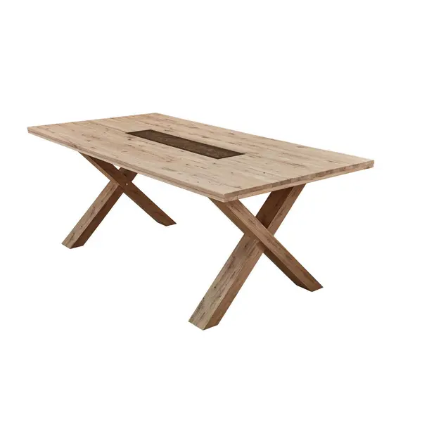 Masă din lemn, sticlă, material pe bază de lemn, 200/100/78 cm,