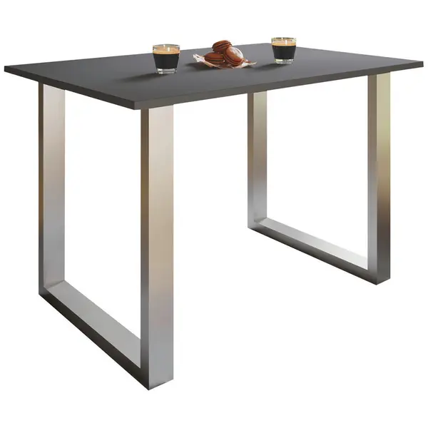 Masă din metal, material pe bază de lemn, 110/50/76 cm,