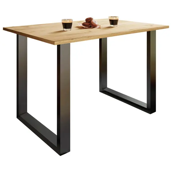 Masă din metal, material pe bază de lemn, 110/80/76 cm,