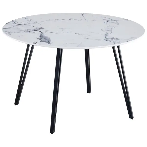 Masă din metal, material pe bază de lemn, 120/120/76 cm,